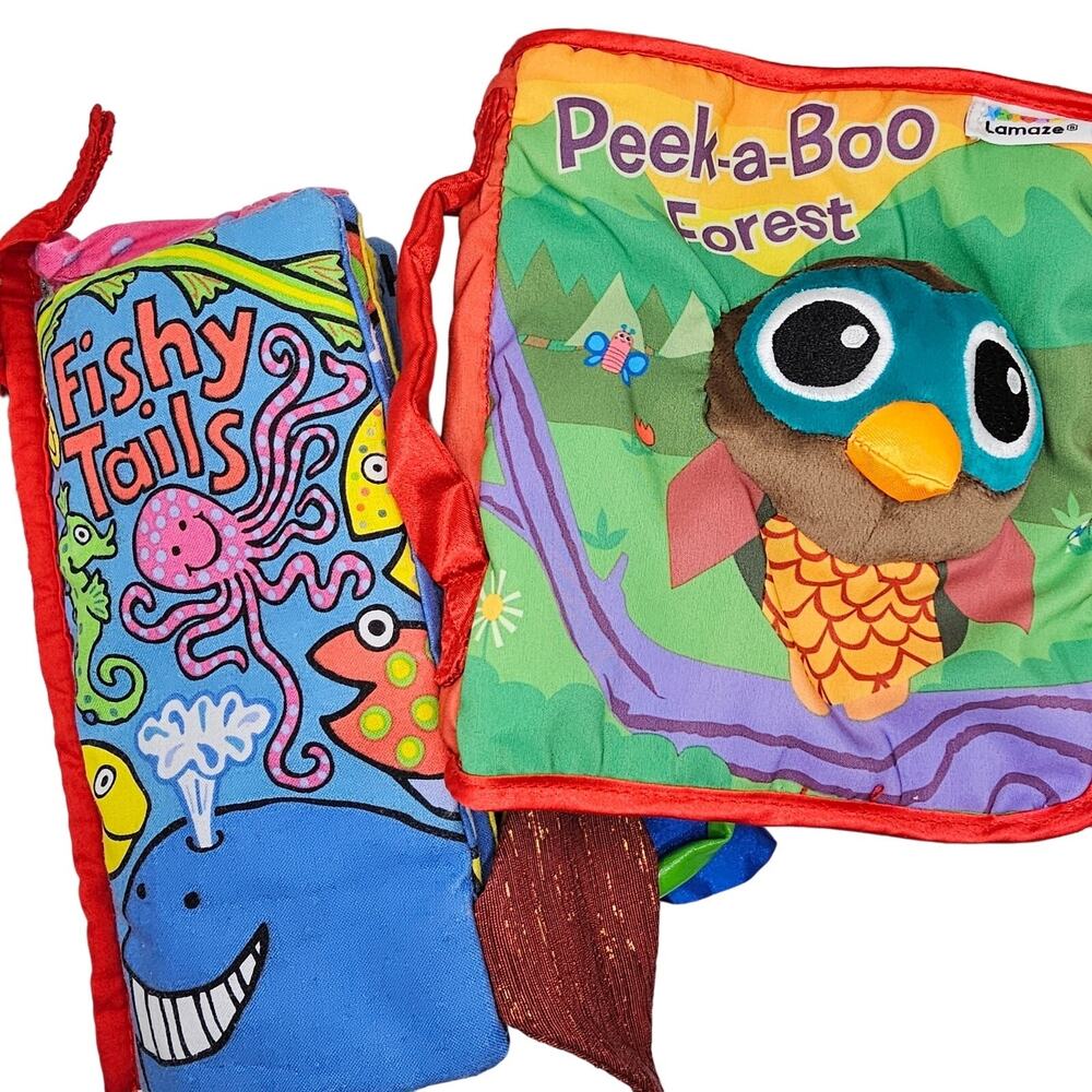 Cloth Baby Sensory Books Infant Lamaze Jellycat Peek A Boo Forest Fishy Tails